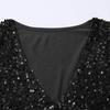 Sparkly Sequin Blouse for Women Loose Long Sleeve Shiny V Neck Party Dressy Shirt Holiday Evening Wear