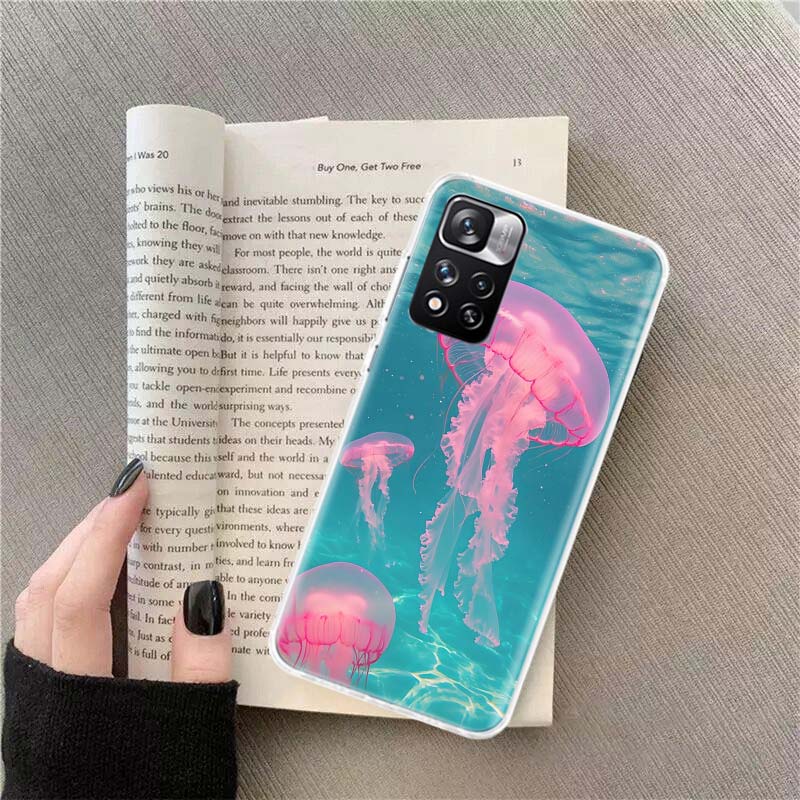 

Enchanting Neon Jellyfish Phone Case For Redmi Note 13 12 Pro Plus 14 15 Pro 5G 11 11T 11E 11S 10 Pro 10S 9 9S Cover Cell Clear Redmi Note 13 4G