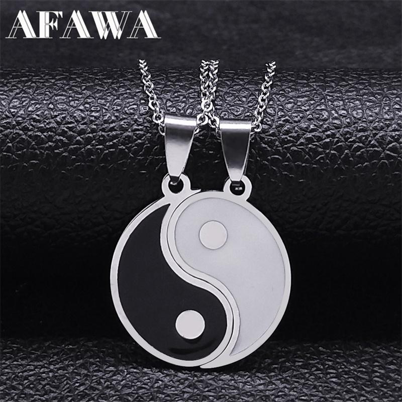 2PCS Yin Yang Tai Chi Gossip Stainless Steel Necklaces Couple Pendants Necklaces Jewelry Bijoux Acier Inoxidable Femme N2052S01
