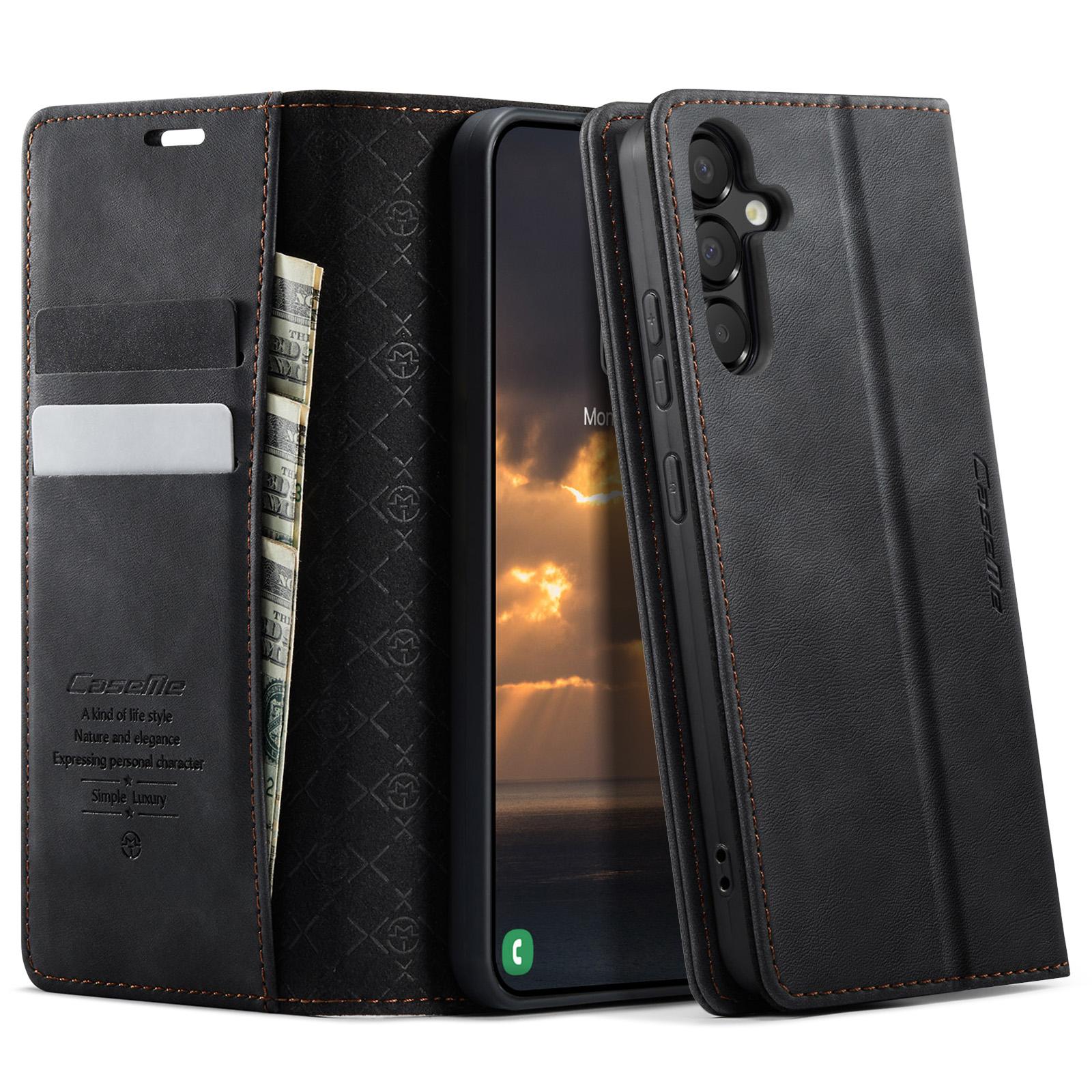 

Для Samsung Galaxy A54 5G Чехол CASEME Серия 033 Блокировка RFID Кошелек-подставка Кожа с текстурой теленка Чехол для телефона Black