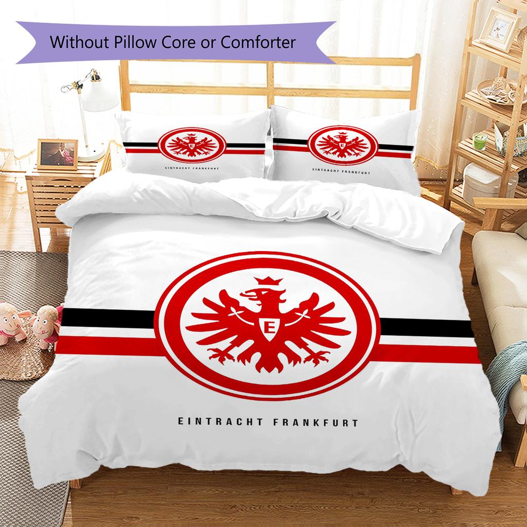 Biancheria da letto con motivo calcistico di Francoforte, Set piumone Copripiumone Federa Regalo di compleanno per la casa (1 * copripiumino + 2 * federa, senza nucleo)