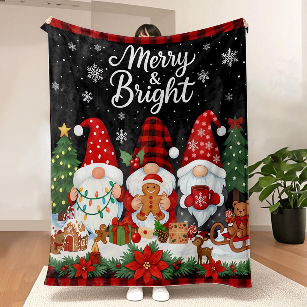 Gnome Christmas Decorative Throw Blanket,Flannel Winter Blankets for Couch Sofa, Holiday Home Decor, Xmas Festival Gifts