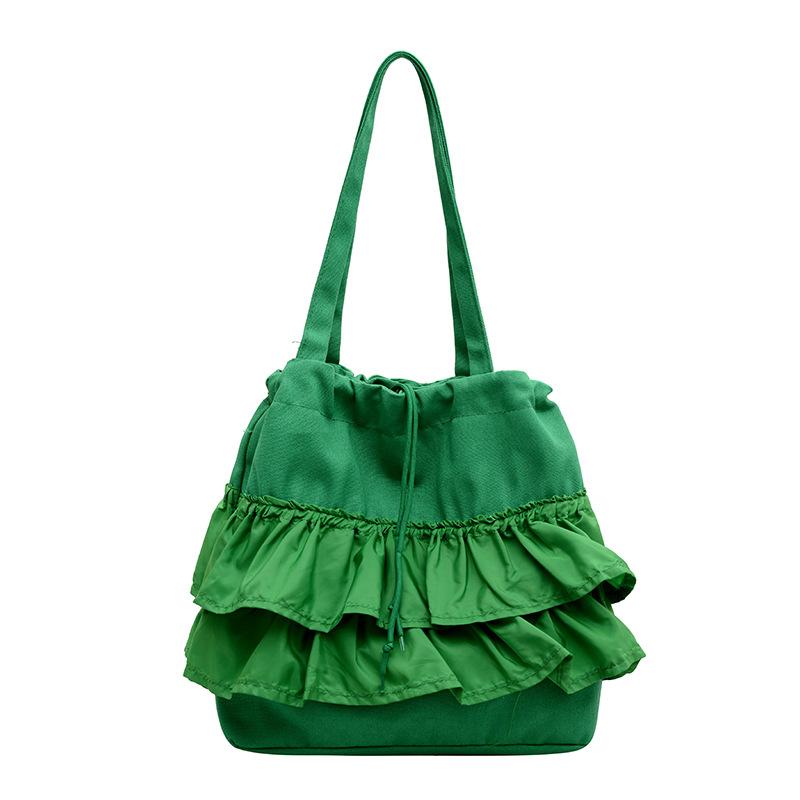 

Korean version bag women s high-end underarm bag spring and summer new fashion pleated lazy style shoulder bag tote bag зелений