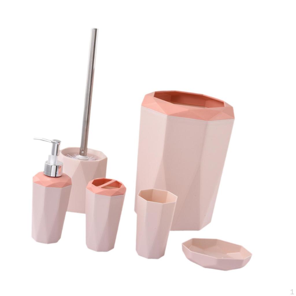 6 Pieces Toilet Brush Set Including Trash Dispenser Toothbrush Holder Rinse Cup Soap Dish with