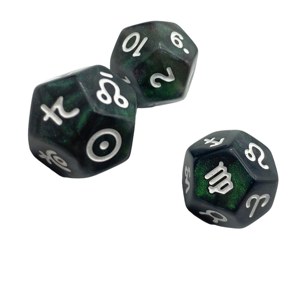 3pack Colorful Resins Divination Dices with Glitters Finish for Mystical Roleplay and Guidance