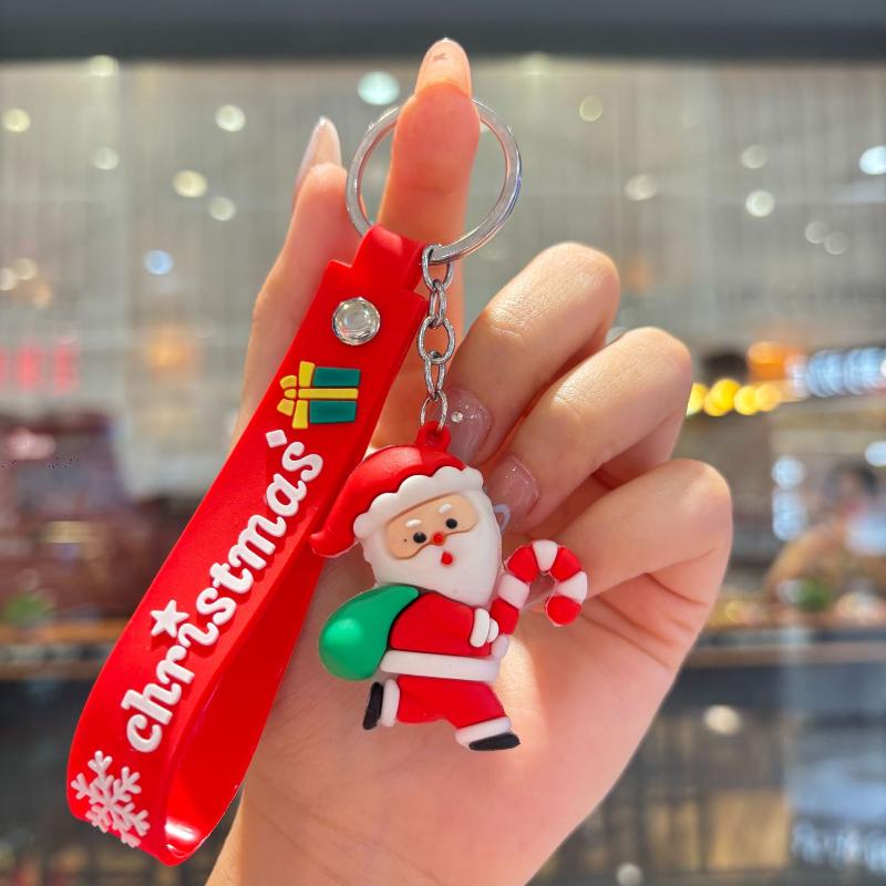 2Pcs Cartoon Cute Santa Claus Tree Keychain Christmas Party Decoration Bag Ornaments Car Key Pendant Exquisite Small Gift
