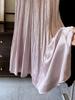 French High-End Black Satin Pleated Mermaid Skirt for Women - Spring New Arrival, Slimming A-line Design