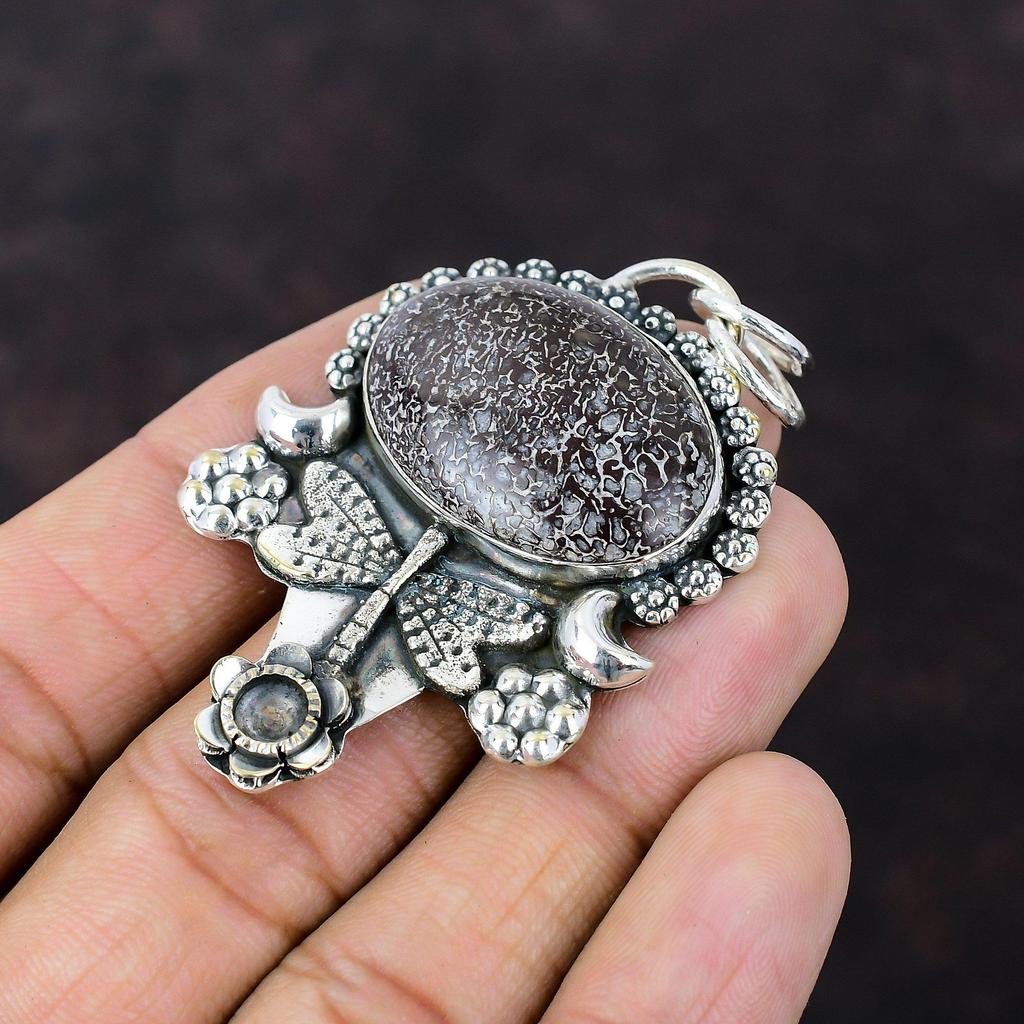 Dinosaurieben Hänge 925 Sterling Silver Hänge Handgjort Elegant Hänge Trollslända Smycken Vackert Ädelstenshänge Jubileum För Gåva
