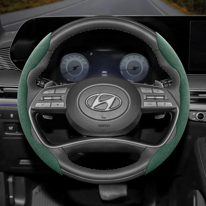 Suitable for Hyundai Anti-Slip Buckle Segmented Suede Steering Wheel Cover I30 Tucson I20 Accent I10 I40 Kona Ix35 Grand Elantra Solaris Creta Getz