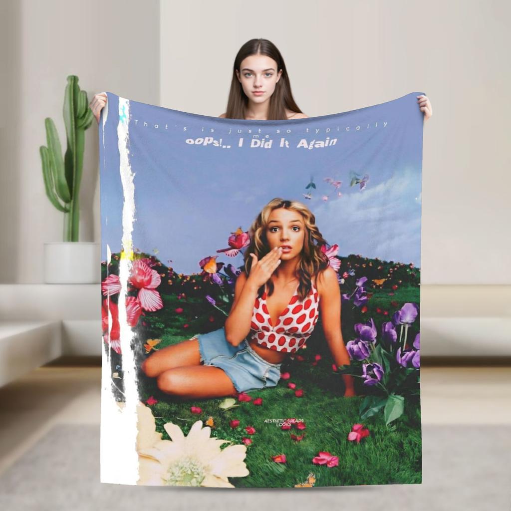 Britney Spears Flanelldecken Superweiche Wohndecke für Draußen Reisen Büro Lustige Bettdecke Sofa Bettbezug