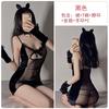 Sexy Lingerie Women's Velvet Perspective Suspender Sexy Mesh Maid Cosplay Pussy Suit Hip Leaking Temptation
