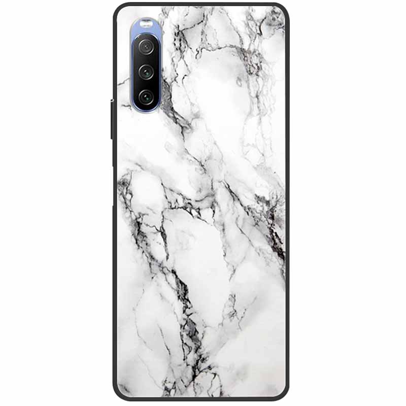 Soft Cover For Sony Xperia 10 III Case 5 III Soft Silicone Black Cases for Sony Xperia 1 III / Xperia1 XZ4 Covers Cool Marble