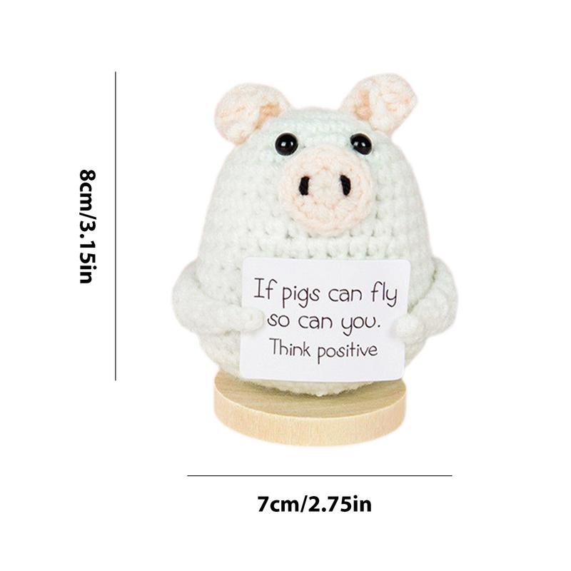 Positive Crochet Doll Encouragement Knitting Doll With Positive Card Funny Novelty Handmade Animal Cheer Up Decor For Home
