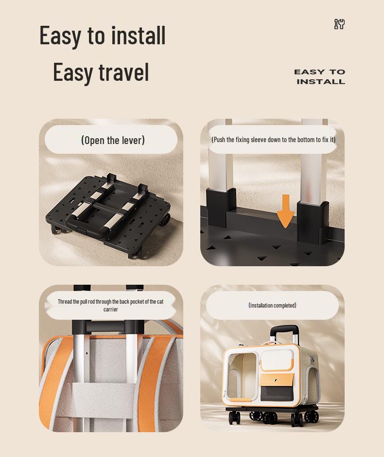 Large Capacity Pet Carrier Trolley Backpack: Portable Space Capsule for Cats & Dogs