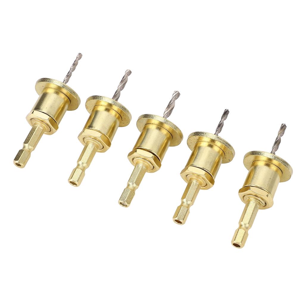 5Pcs Countersink Drill Bit Set 14in Adjustable Hex Shank 2.84mm Cone Hole Counterbore Router with