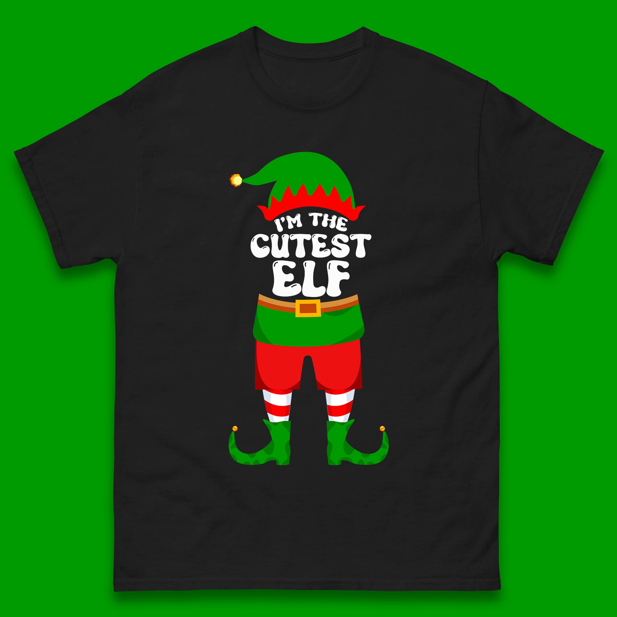 I m The Cutest Elf Christmas Mens T Shirt Womens Tops Tees Christmas Elf Costume Top 2XL