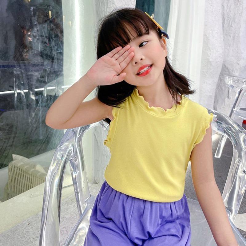 Letnie dziewczęce dzianinowe podkoszulki wspaniałomyślne fajne najniższe koszule na co dzień w cukierkowym kolorze topy