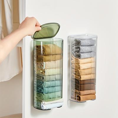 Wall-Mounted Closet Organizer - Transparent Plastic Storage Box for Bras, Socks & Underwear | Multiple Compartments for Under Cabinet Organization