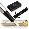 Wordsworth & Black Fountain Pen Set, 18K Glided Medium Nib, 24 Ink Cartridges, Ink Converter, Gold Finish, Calligraphy, [Silver Gold]