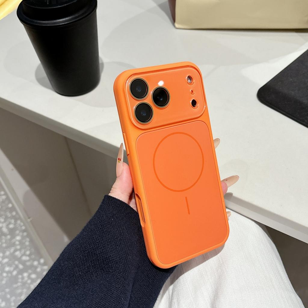 Fashion Silicone Large Window Acrylic Backplane Phone Case For iPhone 17 16 15 14 13 Pro Max For Magsafe Magnetic Charge Cover