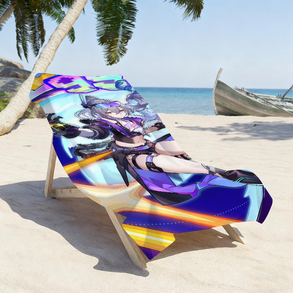 Silberner Wolf Honkai Star Rail Spiel Handtuch Sport Schnelltrocknend Reise Camping Ausrüstung Sandfest Weich Leicht Großes Strandtuch