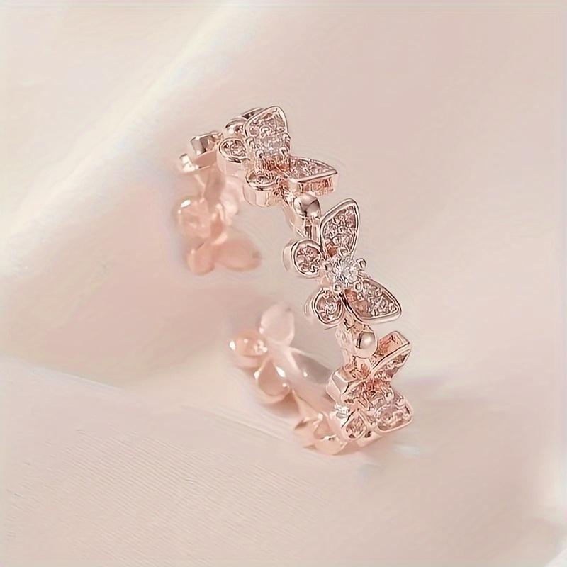 1Women's fashionable and unique butterfly ring with adjustable opening