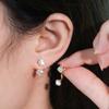 New Stud Earrings 5mm D Color Moissanite Drop for Women Real 925 Silver Piercing Jewelry Front and Back Dual Purpose