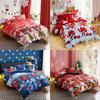 Festliches Weihnachts-Quiltbezug-Kissenbezug-Set mit Schneemann- und Weihnachtsmann-Design