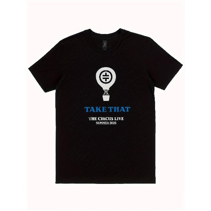 Men s Take That Official Circus Tour T-Shirt - 100% Vintage Logo & Slogan Print (Take That Logo, Circus Train Design, 2011 Tour Dates) - Concert S чёрный