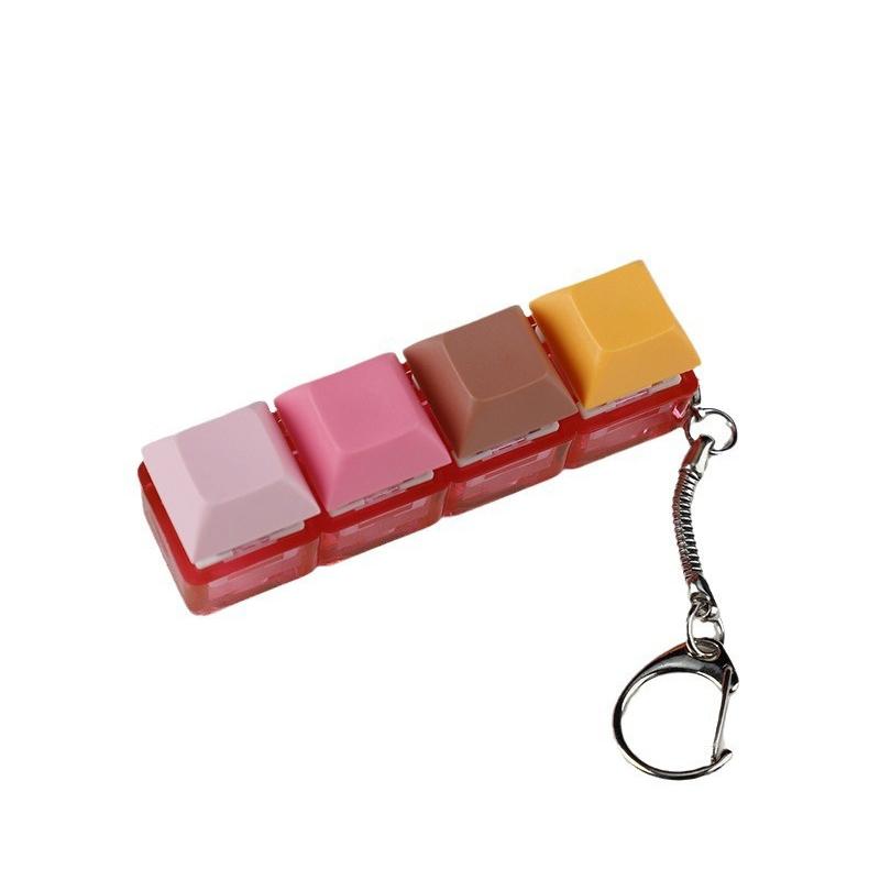 4-Keys Mechanical Keyboard Key Toy Keychain Party Stress Relief Diy Fidget Button Keycap Fidget Keyboard Toys Finger Keyboard