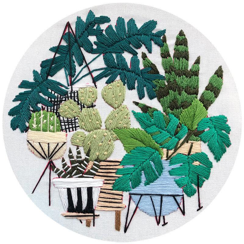 1pc Floral European Pattern Embroidery DIY Fabric Craft Set with Tools