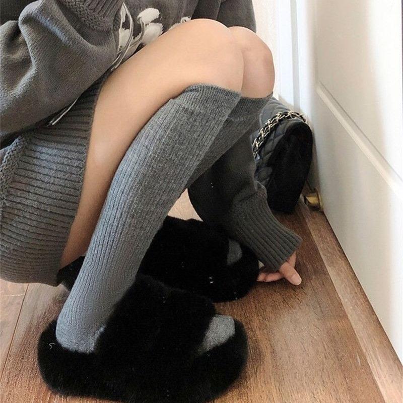 High Tube Slimming Long Socks for Women Autumn Winter Refined Cotton Pressure Leg Calf Socks Half Leg Toning Essential