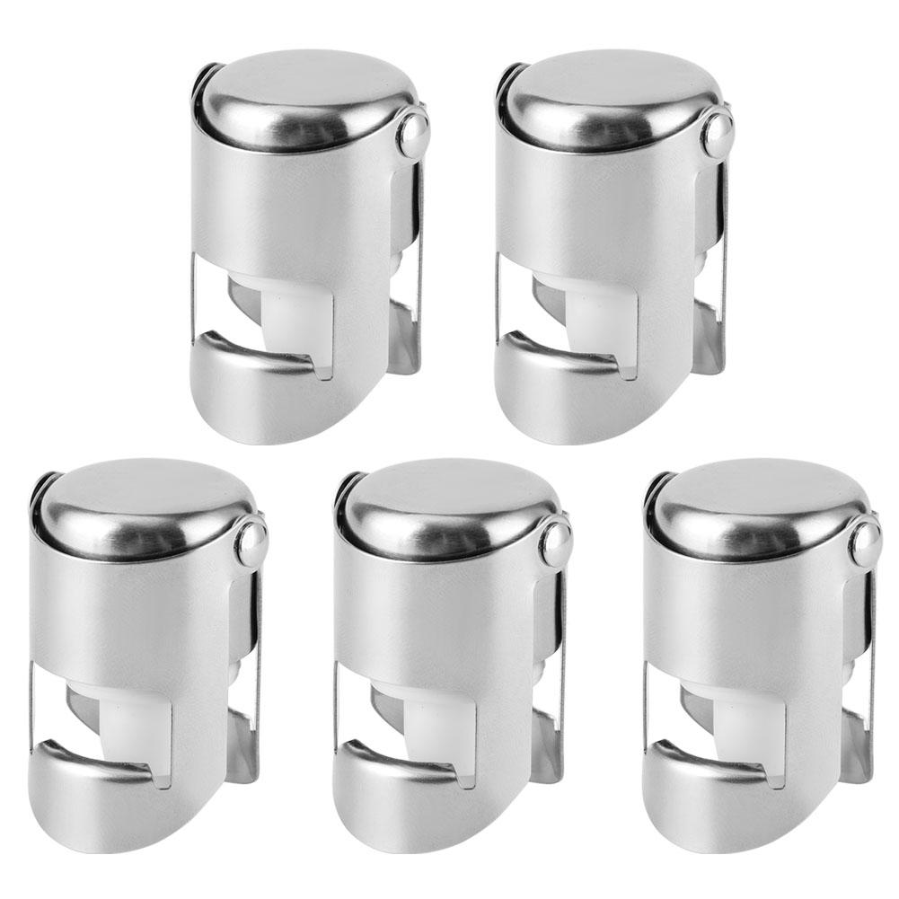 5PCS Stainless Steel Champagne Stopper Wine Drinks Bottle Plug Sealer for Home Bars Use