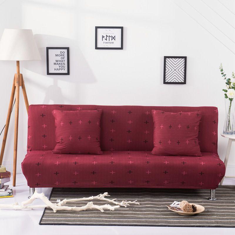 Solid Universal Stretch Color Folding Sofa Bed Cover Without Armrest Slipcovers