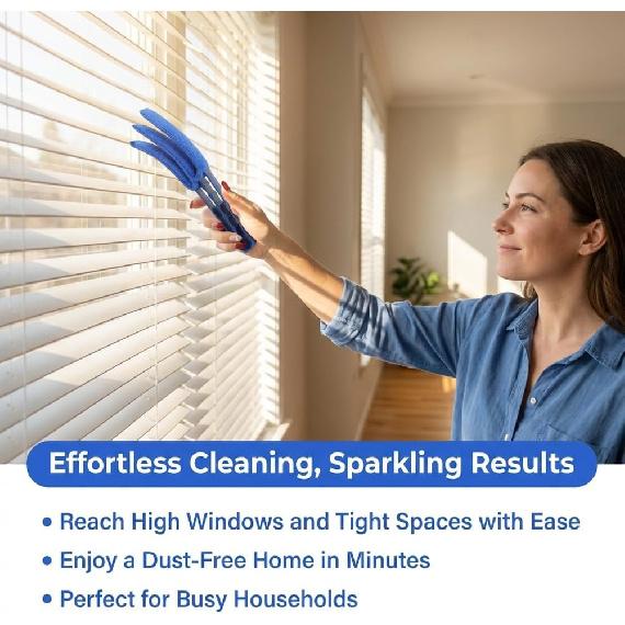 2PCS Blind Cleaner Brushs with 5 Reusable Microfiber Sleeves Brush, Window Blind Duster Tool Blind Cleaner Tool for Window, Car Air Condition, Fans,