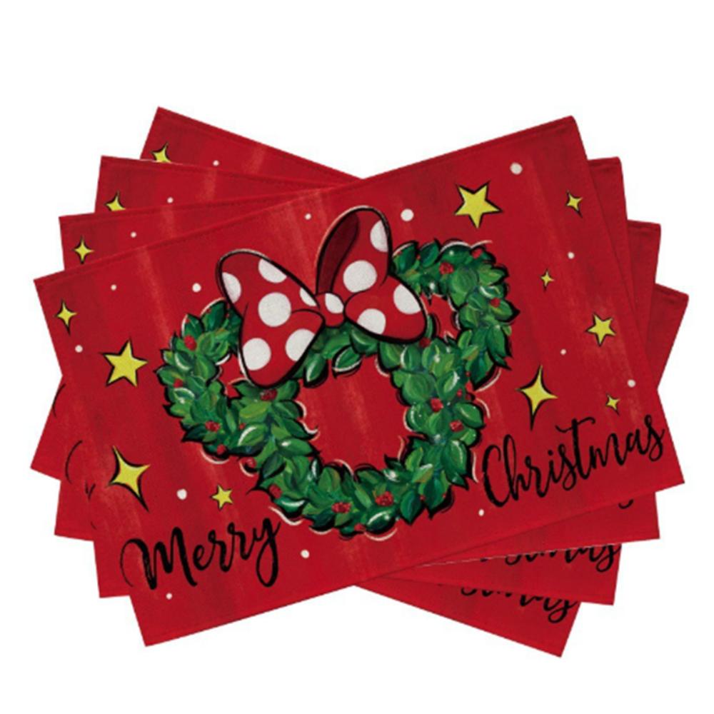 4pcs Non Slip Table Mat Rectangular Tableware Pad Household Christmas Placemat  Festival