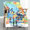 Bluey 126 Customize Your Name Blanket Gift Personalized Blanket Comfortable Throw For Living Room Home Decor Picnics Bedding Four Seasons Universal