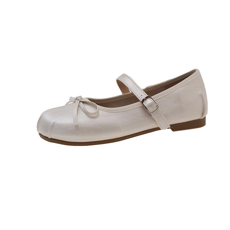 Fairy wind gentle with skirt ballet single shoes female summer 2025 new silver soft flat one pedal beanie shoes