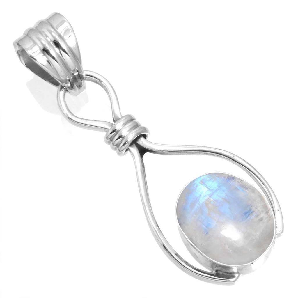 925 Sterling Silver Pendant Women Gemstone Handmade Jewelry Easter Gift Malachite Moonstone Rose Quartz Red Stone Smoky Topaz Tiger Eye Vintage