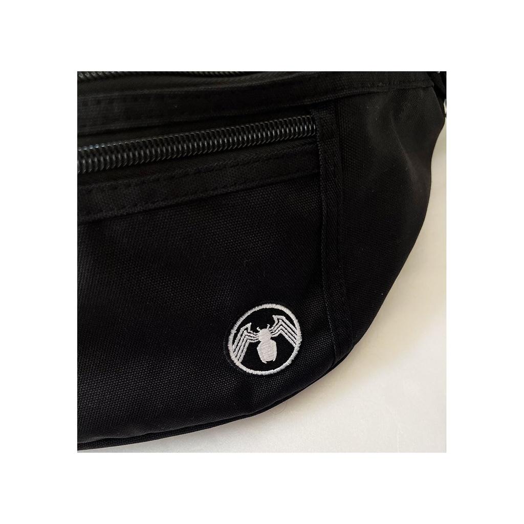 Small Planet Marvel Embroidered Body Bag with Venom Spider Icon, Black
