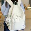 Large Capacity Bow Backpack Solid Color Korean Style School Bag Casual Student Schoolbag  Unisex