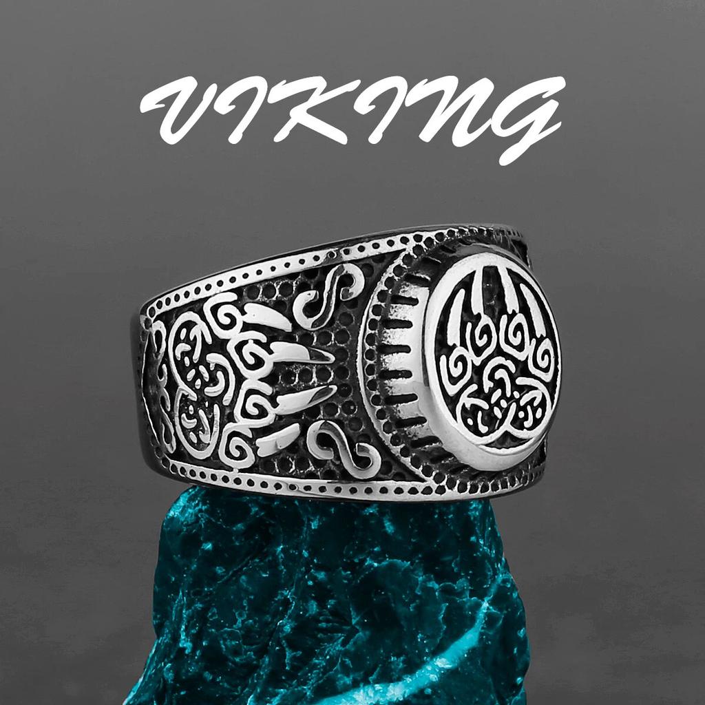 Nordic Viking Stainless Steel Ring Anchor Compass Tree of Life Rune Amulet Wolf Men Women Finger Jewelry Biker Party Club Gift