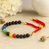 Lava Stone Chakra Bracelet, 18K Gold Plated