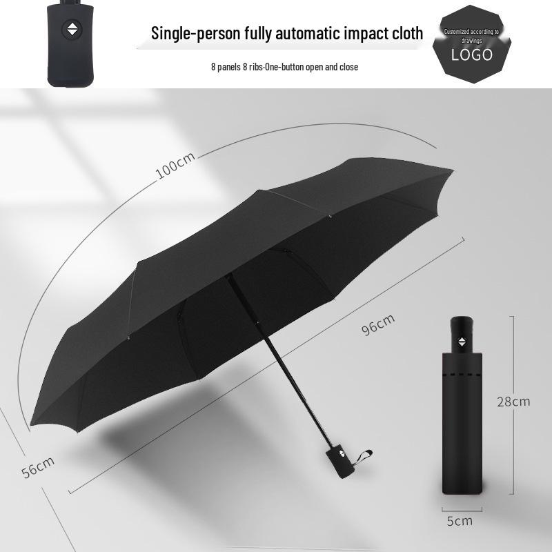 Custom Logo Automatic Three-Fold Umbrella: Sun & Rain Protection, Advertising and Gift Use