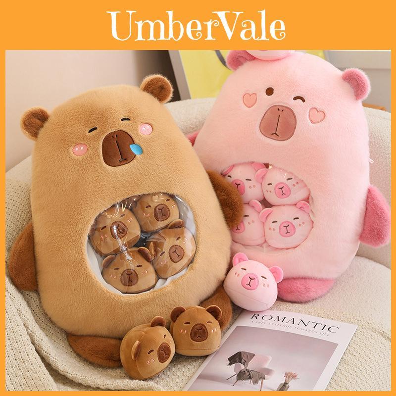Collezione di peluche Capibara Carini in Rosa e Marrone Perfetti per Regali e Decorazioni per la Casa