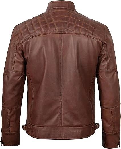 Men Fashionable Jacket Stylish Brown Soft Leather Handmade Genuine Lambskin Motorcycle Biker