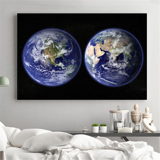 Universe Earth Meteorite Posters and Prins Galaxy Stars Astronaut Planet Hole Space Wall Pictures for Living Room Decoration