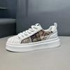 Ethnic Pattern Shell-Toe Platform Sneakers Men's Casual Thick Sole Comfortable Canvas Leather Shoes