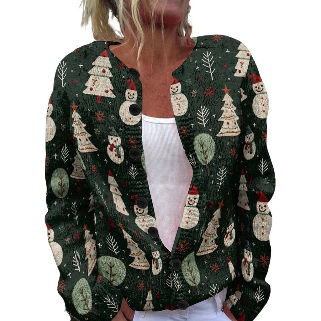 Round Neck Long Sleeve Christmas Cardigan Sweater YXX-YK01