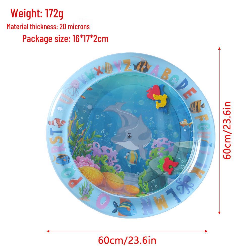 Inflatable Round Pat-Pat Water Mat for Babies & Toddlers - Marine Life Crawling Play Mat